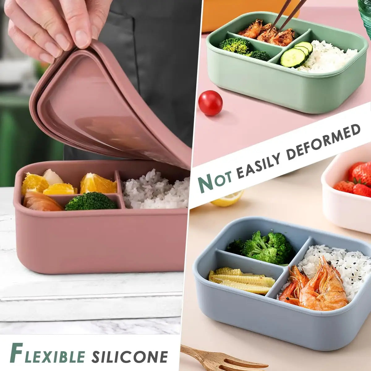 Silicone Lunch Box - 3 compartment