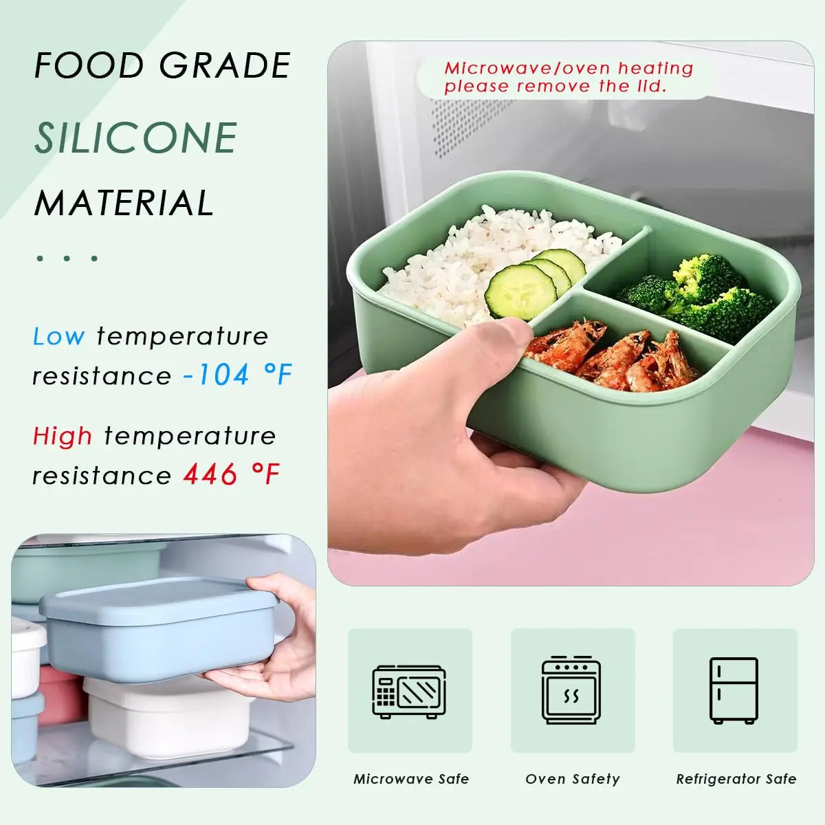 Silicone Lunch Box - 3 compartment